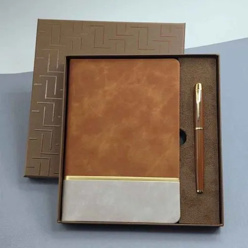Kisiye-ozel-Gold-Detayli-Defter-ve-Kalem-Seti-siyah-kalem-kahverengi2