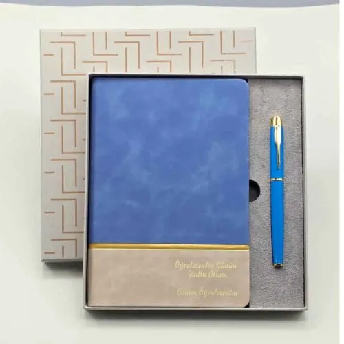 Kisiye-ozel-Gold-Detayli-Defter-ve-Kalem-Seti-siyah-kalem-mavi