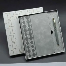 Gift-Boxed Grey Notebook and Rollerball Pen Set