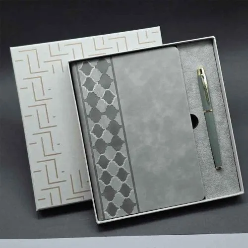 Kutulu Gri Defter ve Roller Kalem Seti