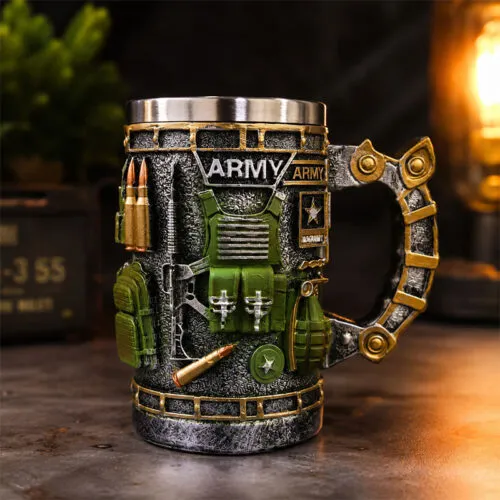 Asker Temalı 3D Dekoratif Kupa Bardak (İçi Çelik)