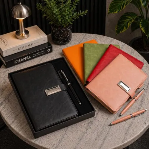 Kişiye Özel Kutulu Deri Ajanda Defter & Kalem Hediye Seti