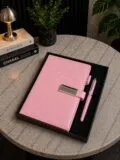 Kisiye-Ozel-Kutulu-Deri-Ajanda-Defter- Kalem-Hediye-Seti-pembe